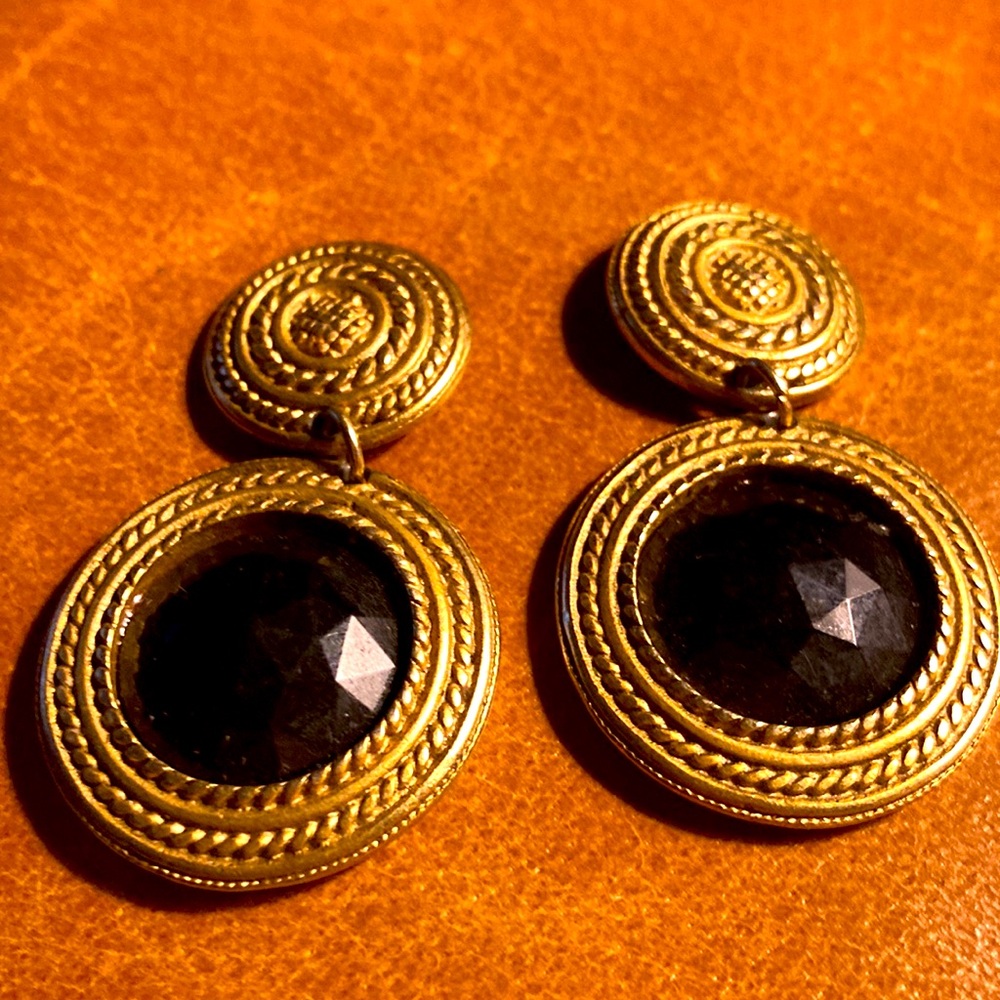 1970s chunky prism lucite dangle earrings. Great old patina.
